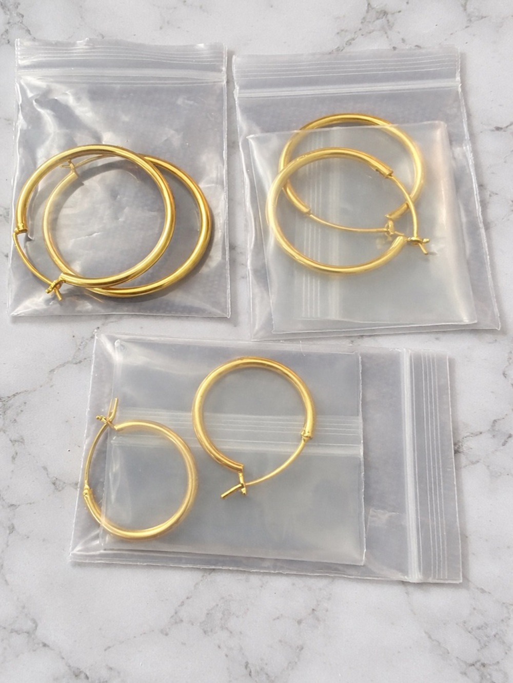 Gold Hoop Earrings Set 3 Pairs Mixed Sizes Classic Minimal Bundle